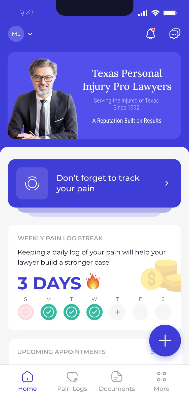 MyCaseCare client app on a phone